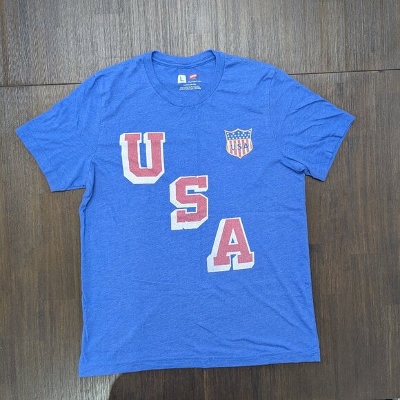 Streaker Sports | 1960 USA Hockey | Forgotten Miracle Large Blue T-Shirt - Picture 1 of 4